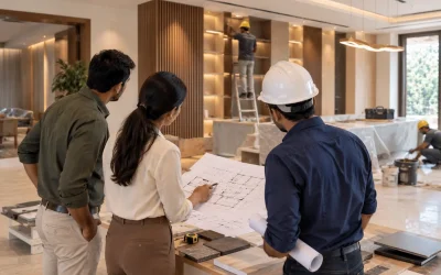 Interior Design Team Reviewing Renovation Plans